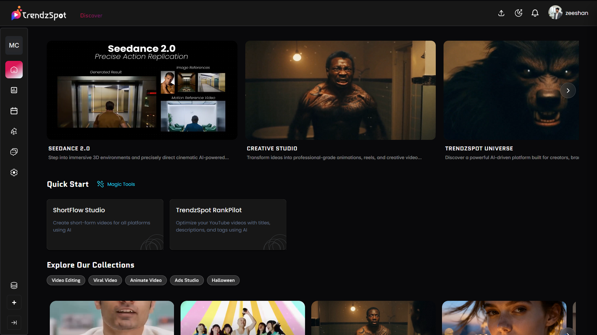 TrendzSpot Dashboard Preview
